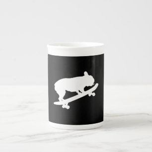 Funny French Bulldog On Skateboard Art Boys Men Bone China Mug
