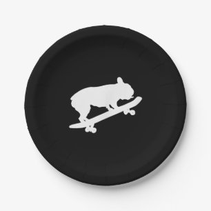 Funny French Bulldog On Skateboard Art Boys Men Paper Plate