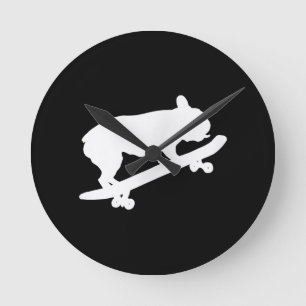 Funny French Bulldog On Skateboard Art Boys Men Round Clock