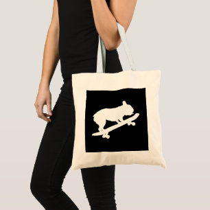 Funny French Bulldog On Skateboard Art Boys Men Tote Bag
