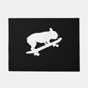 funny french bulldog on skateboard gift doormat