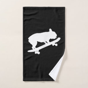 funny french bulldog on skateboard gift hand towel
