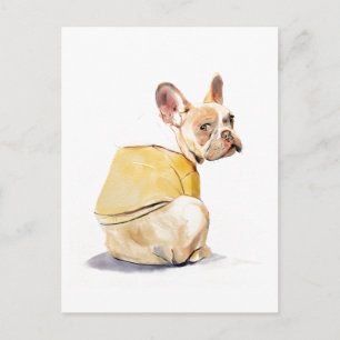 Funny French Bulldog Postcard, Dog Illustration Postcard