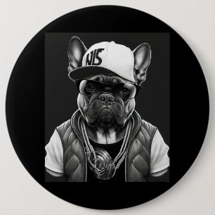 Funny French Bulldog Rapper Hip Hop Star 6 Cm Round Badge