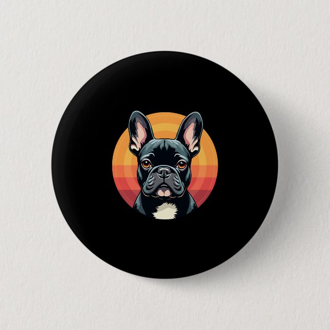 Funny French Bulldog Retro Outfits Clothes Cute Fr 6 Cm Round Badge (Front)