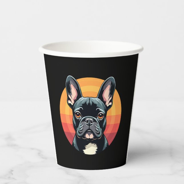 Funny French Bulldog Retro Outfits Clothes Cute Fr Paper Cups (Front)