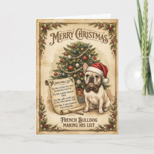Funny French Bulldog Spoiled Boujee Christmas List Card