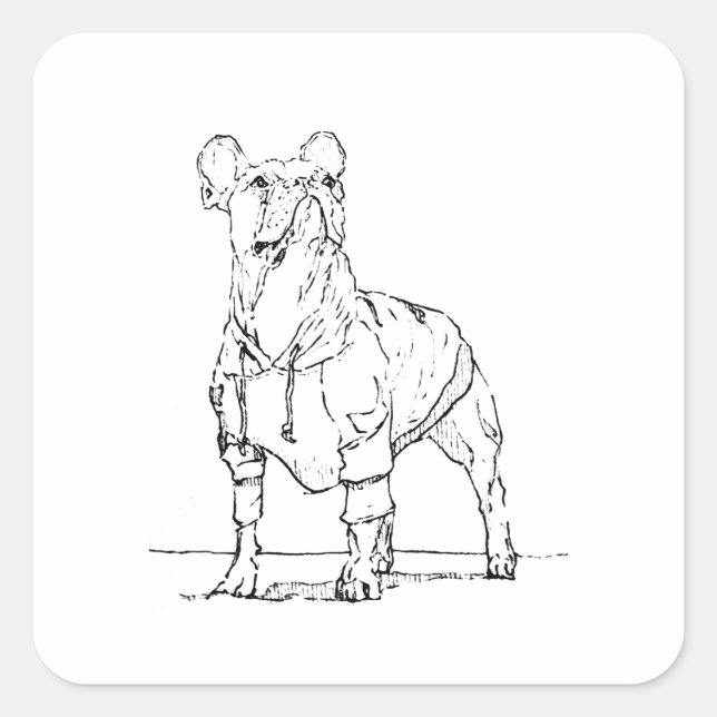Funny French Bulldog–  Thinking Of You Square Sticker (Front)