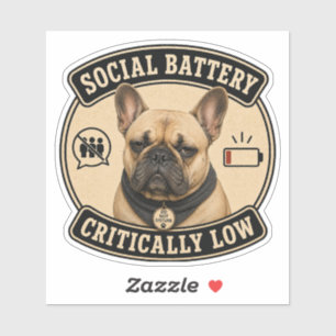 Funny French Bulldog Vinyl Sticker   Social Batter