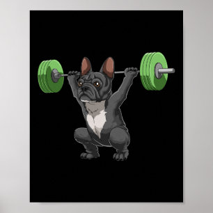 Funny French Bulldog Weightlifting And Bodybuildin Poster