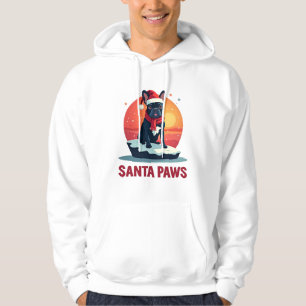 Funny French Bulldog Winter Sunset Art with Santa  Hoodie
