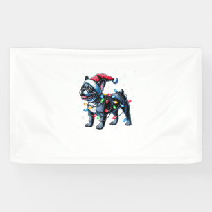 Funny French Bulldogs Christmas Santa Hat Lights S Banner