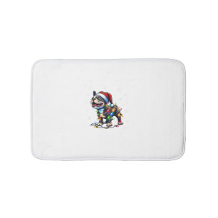 Funny French Bulldogs Christmas Santa Hat Lights S Bath Mat