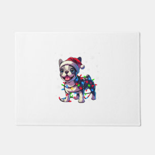 Funny French Bulldogs Christmas Santa Hat Lights S Doormat