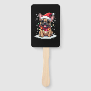 Funny French Bulldogs Christmas Santa Hat Lights S Hand Fan