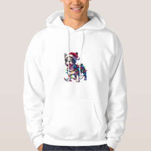 Funny French Bulldogs Christmas Santa Hat Lights S Hoodie