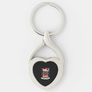 Funny French Bulldogs Christmas Santa Hat Lights S Key Ring