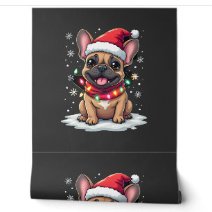 Funny French Bulldogs Christmas Santa Hat Lights S Wallpaper