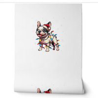 Funny French Bulldogs Christmas Santa Hat Lights S