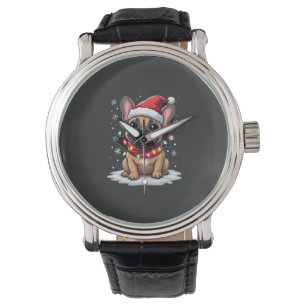 Funny French Bulldogs Christmas Santa Hat Lights S Watch