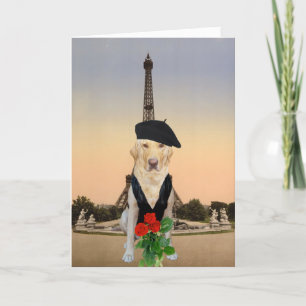 Funny French Dog/Lab Valentine Holiday Card