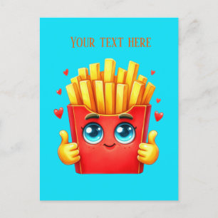 Funny french fry lovers add text postcard