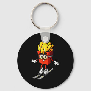 Funny french fry ski potato fries skiing instructo key ring