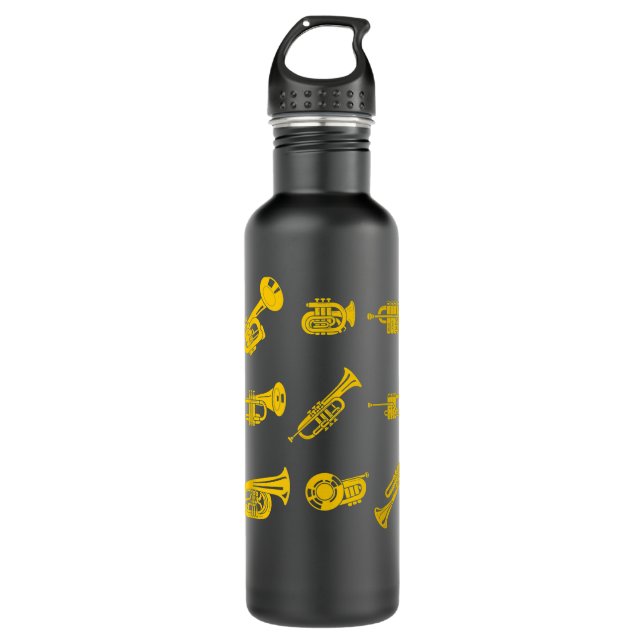 Funny French Horn Pattern Music Lover Hornist4 710 Ml Water Bottle (Front)