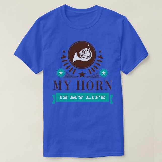 Funny French Horn Player T-Shirt (Design Front)