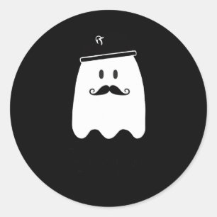 Funny French Teacher Halloween Bonjour Ghost Classic Round Sticker