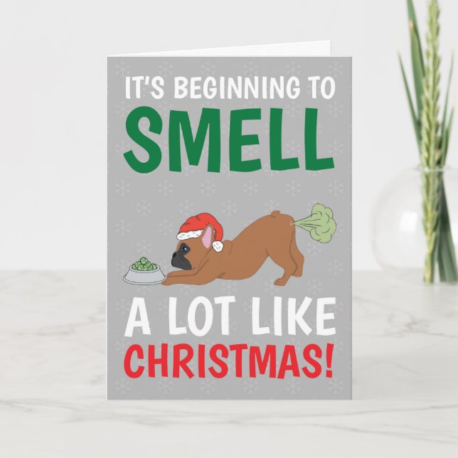 Funny Frenchie Farting Christmas  Holiday Card (Front)