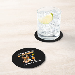 Funny Frenchie  French Bulldog Lover Round Paper Coaster