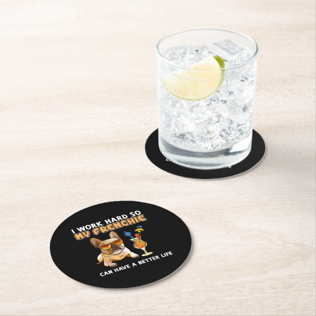 Funny Frenchie  French Bulldog Lover Round Paper Coaster (Insitu)