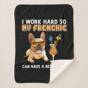 Funny Frenchie  French Bulldog Lover Sherpa Blanket