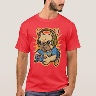 Funny Frenchie Gamer Cute French Bulldog Gamer gif T-Shirt