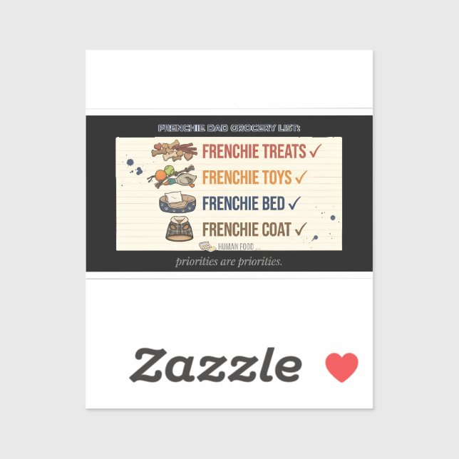 Funny Frenchie Mum Grocery List French Bulldog Hum (Sheet)