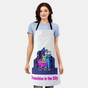  Funny Frenchies in the City   Cute Cartoon French Apron
