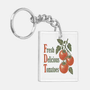 Funny Fresh Delicious Tomatoes Vintage woodblock  Key Ring