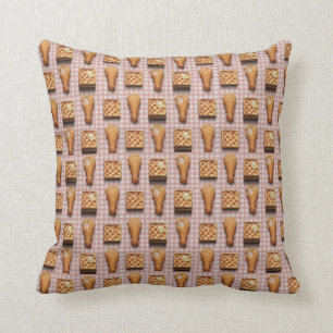 Funny fried chicken and waffles hipster kitsch cushion