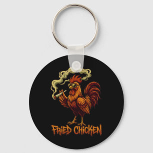 Funny Fried Chicken Rooster Shades Bird Poultry Hu Key Ring