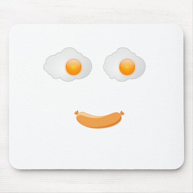 Funny Fried Egg Food Face Mouse Pad (Front)