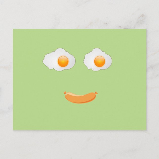 Funny Fried Egg Food Face Postcard (Front)
