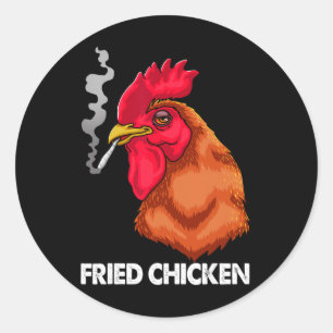 Funny Fried Smoking Chicken Tee Shirt Flock Boss W Classic Round Sticker