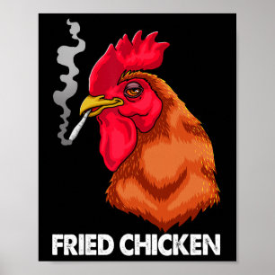 Funny Fried Smoking Chicken Tee Shirt Flock Boss W Poster