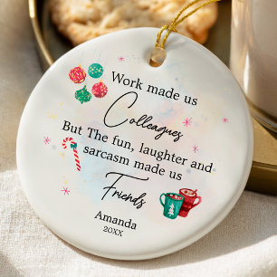 Funny friends colleagues christmas personalized ceramic ornament