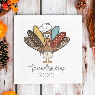 Funny Friendsgiving Turkey Apron Chef Hat Custom Napkin