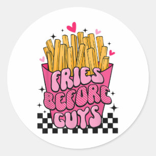 Funny Fries Lovers Before Guys Valentines Teenage  Classic Round Sticker