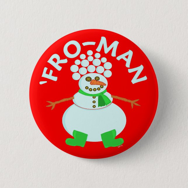 Funny 'Fro Snowman Christmas 6 Cm Round Badge (Front)