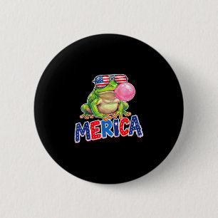 Funny frog 4th of july men women american flag usa 6 cm round badge