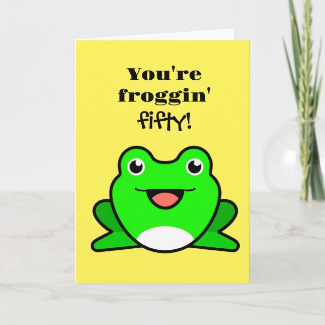 Funny Frog 50th Birthday Card (Front)